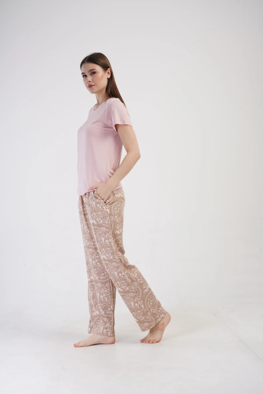 Piżama Damska Vienetta Pink pattern, Różowy, r. S-XL