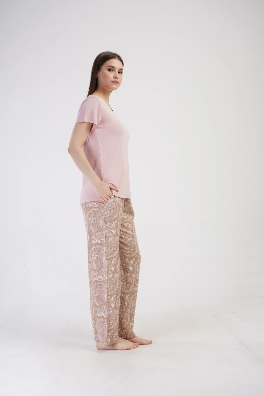 Piżama Damska Vienetta Pink pattern, Różowy, r. S-XL