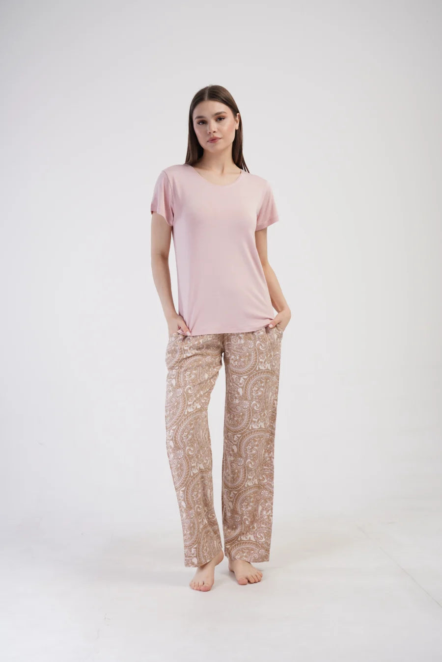 Piżama Damska Vienetta Pink pattern, Różowy, r. S-XL