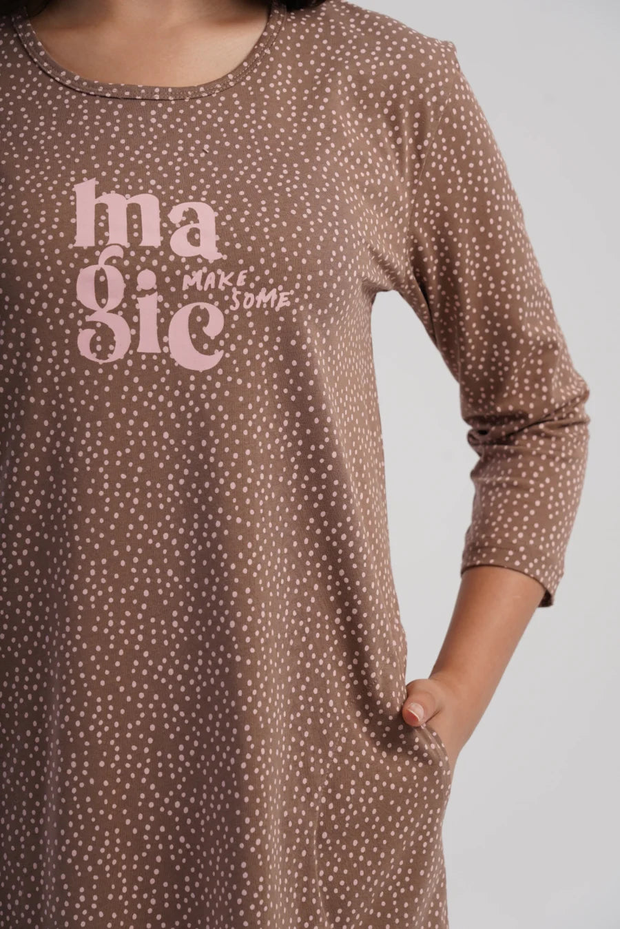 Koszula Nocna Damska Vienetta, Floral Dream, Brązowy, r. M - XXL