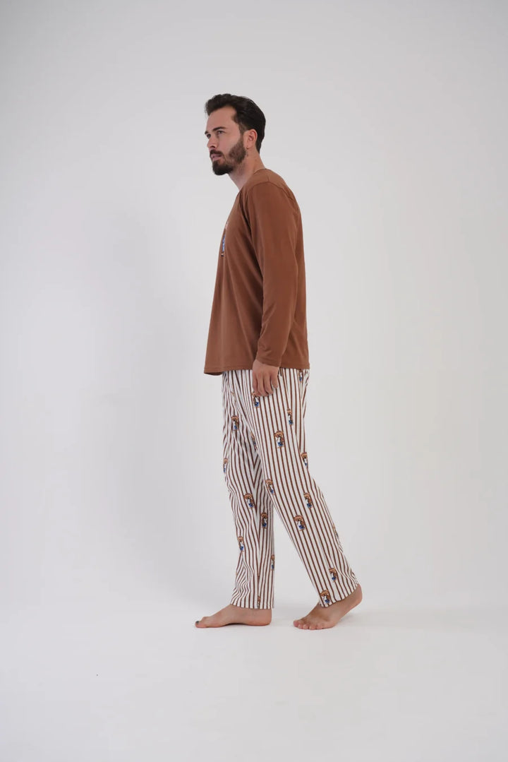 Piżama Męska Vienetta Urban Dream, Brązowy, r. S-XL