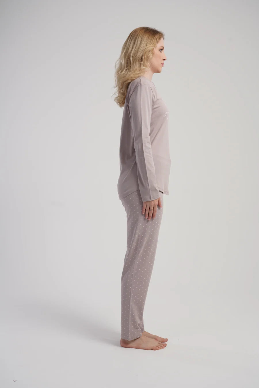 Piżama Damska Vienetta Taupe Butterfly, Beżowy, r. S-XL