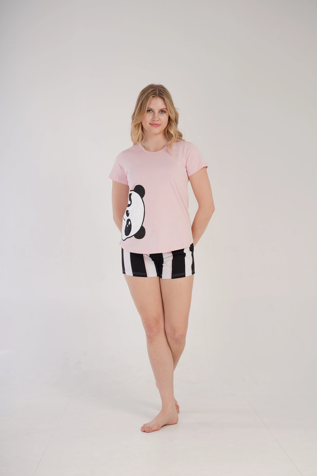 Piżama Damska Vienetta Playful Panda Pink, różowa, r. S-XL