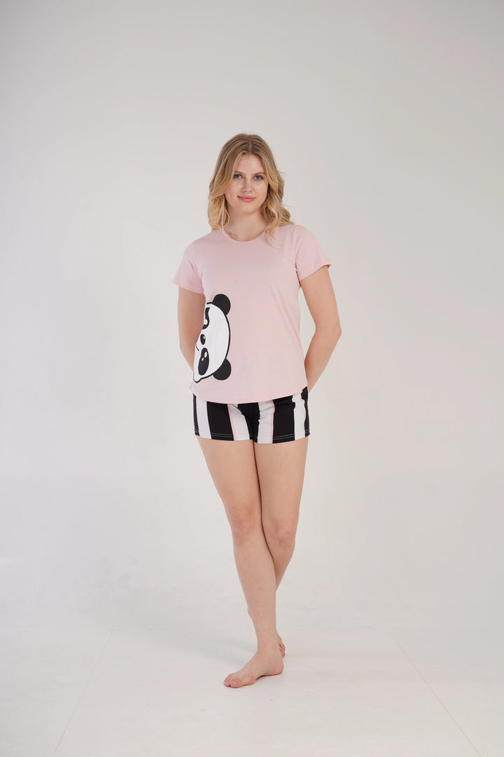Piżama Damska Vienetta Playful Panda Pink, różowa, r. S-XL