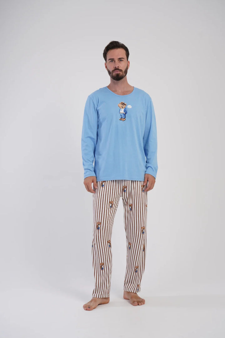 Piżama Męska Vienetta Urban Dream, Niebieski, r. S-XL