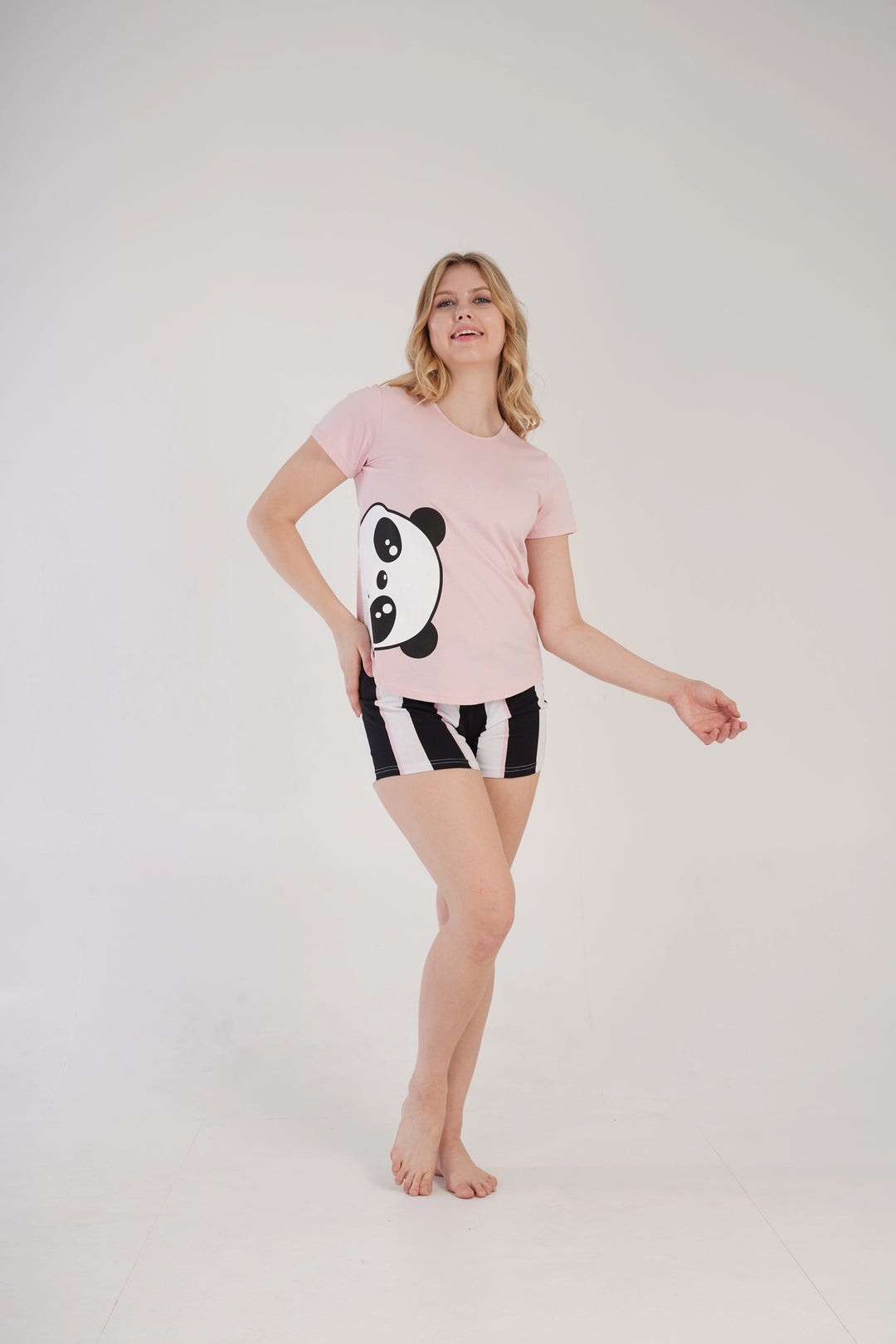 Piżama Damska Vienetta Playful Panda Pink, różowa, r. S-XL
