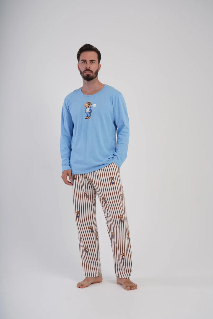 Piżama Męska Vienetta Urban Dream, Niebieski, r. S-XL