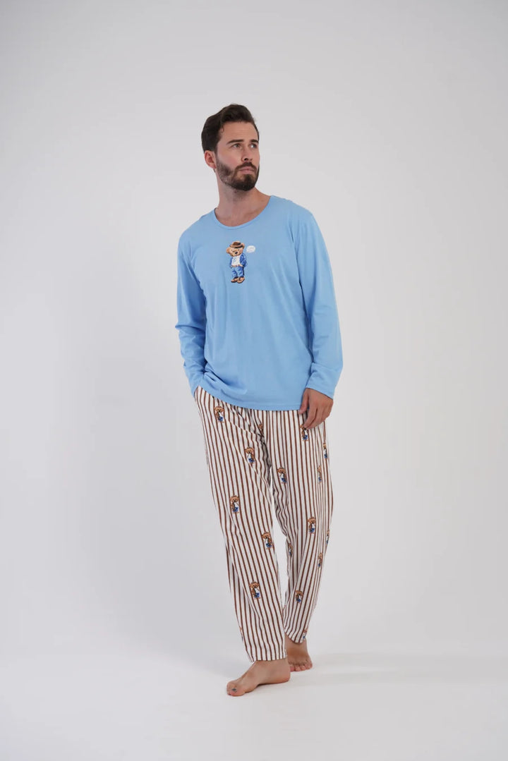 Piżama Męska Vienetta Urban Dream, Niebieski, r. S-XL