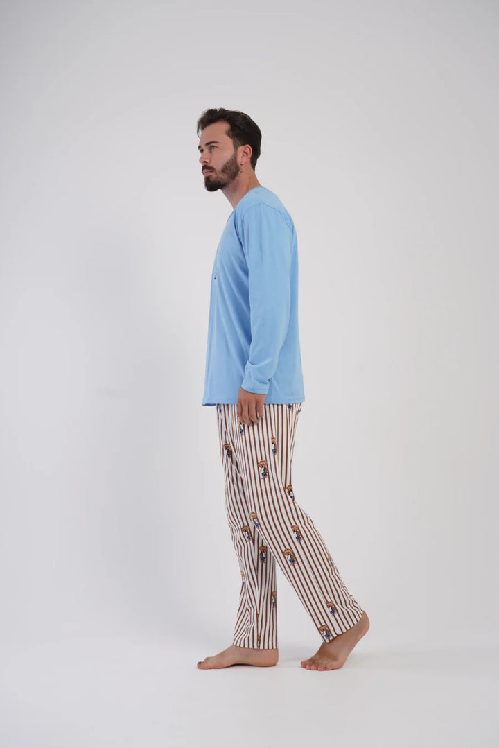 Piżama Męska Vienetta Urban Dream, Niebieski, r. S-XL