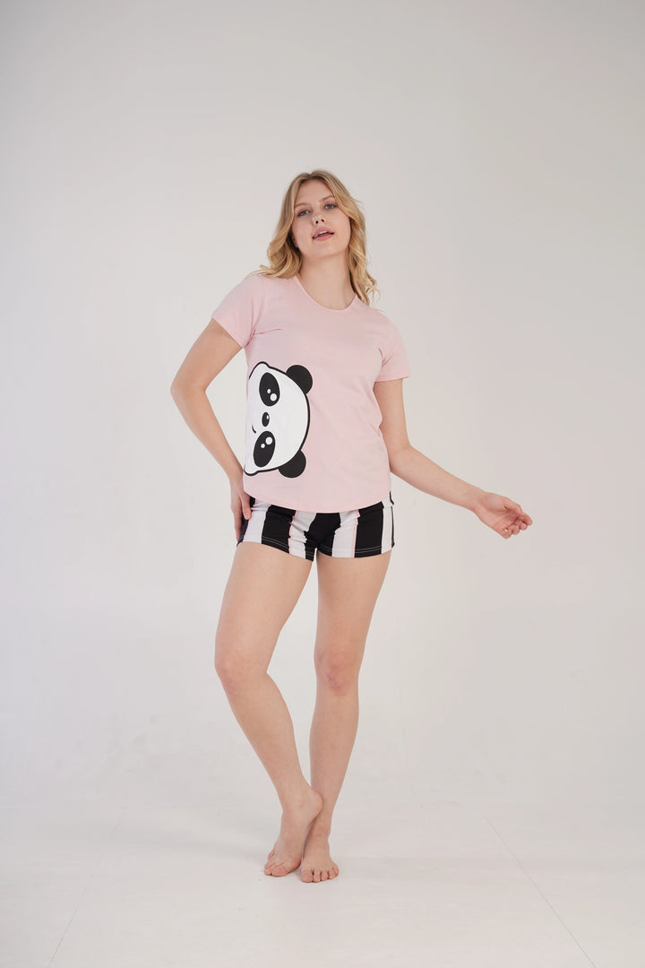 Piżama Damska Vienetta Playful Panda Pink, różowa, r. S-XL