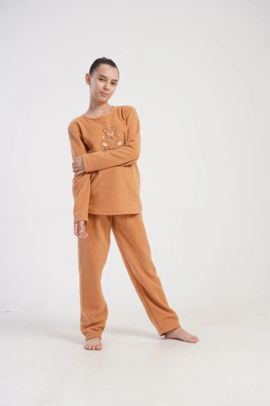 Piżama dziewczęca Vienetta Cozy Bear, Karmelowy, r. 128 - 158