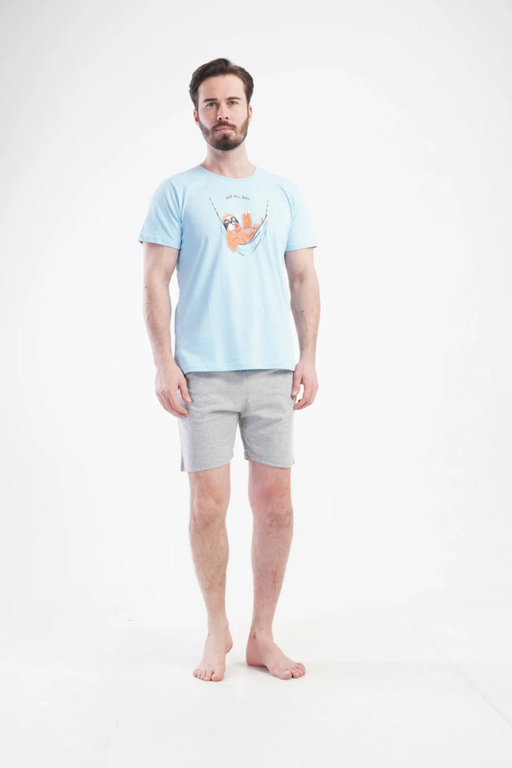 Piżama Męska Vienetta Lazy Comfort, Niebieski, r. M-XXL