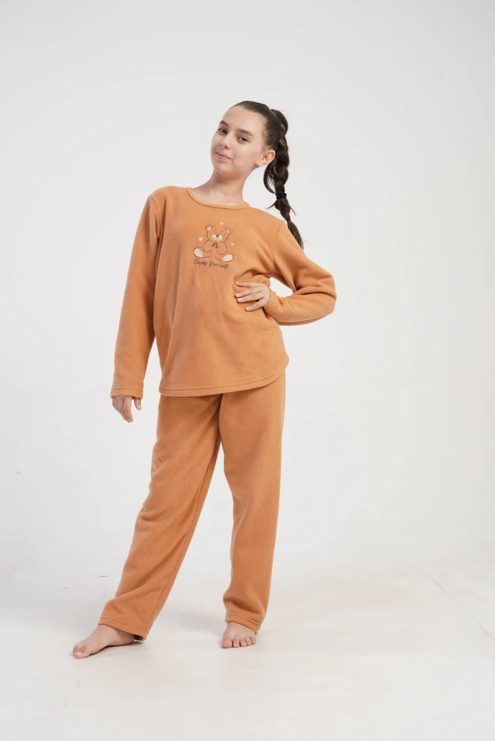 Piżama dziewczęca Vienetta Cozy Bear, Karmelowy, r. 128 - 158