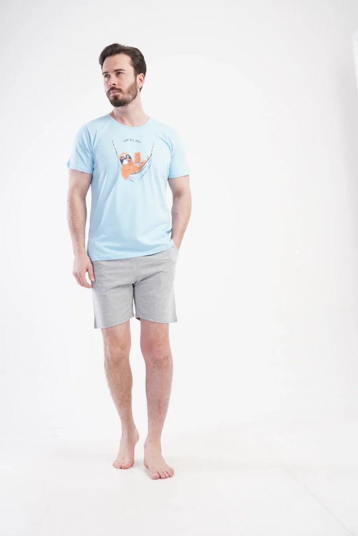 Piżama Męska Vienetta Lazy Comfort, Niebieski, r. M-XXL