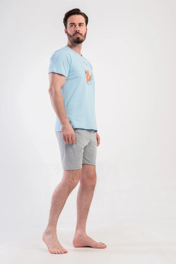 Piżama Męska Vienetta Lazy Comfort, Niebieski, r. M-XXL