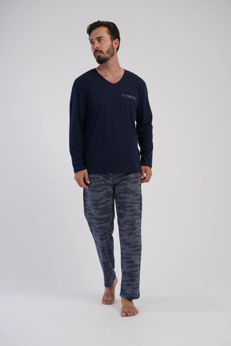 Piżama Męska Vienetta Geo Navy, Granatowy, r. L-XXL