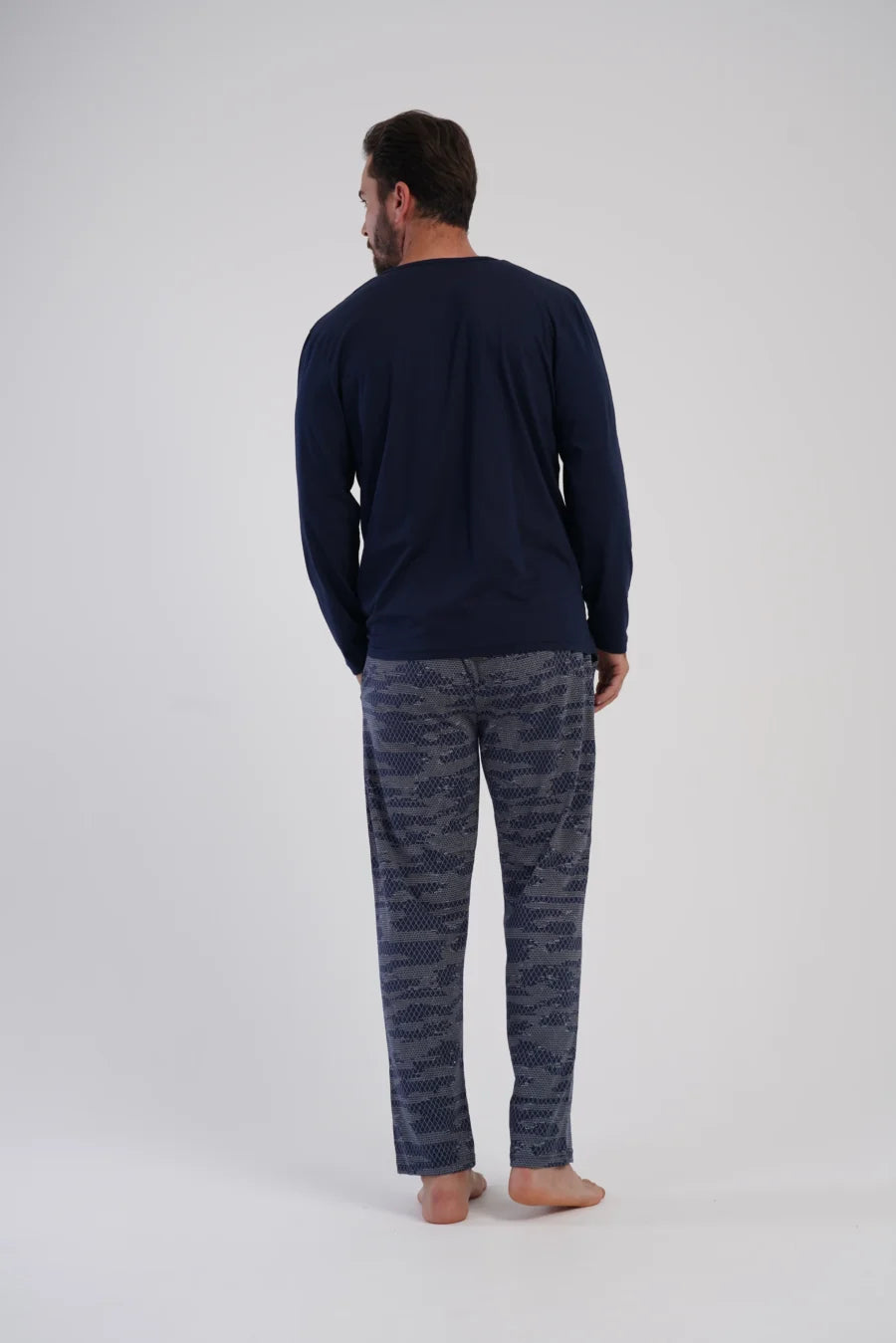 Piżama Męska Vienetta Geo Navy, Granatowy, r. L-XXL