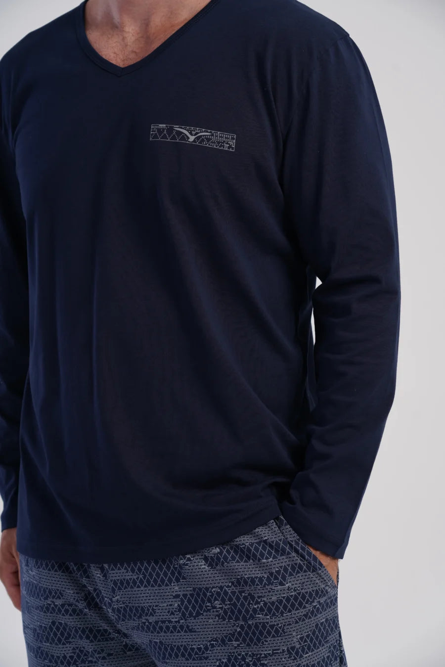Piżama Męska Vienetta Geo Navy, Granatowy, r. L-XXL