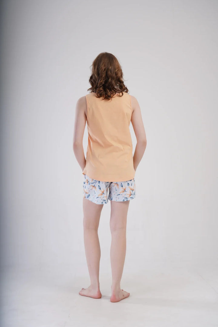 Piżama Damska Vienetta Flower Garden, Pomarańczowy, S -XL