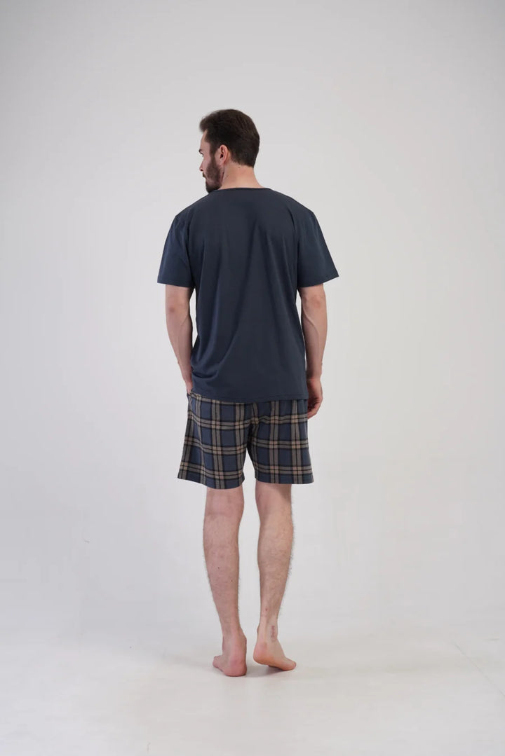 Piżama Męska Vienetta Comfort Plaid, Granatowy, r. 1XL-4XL