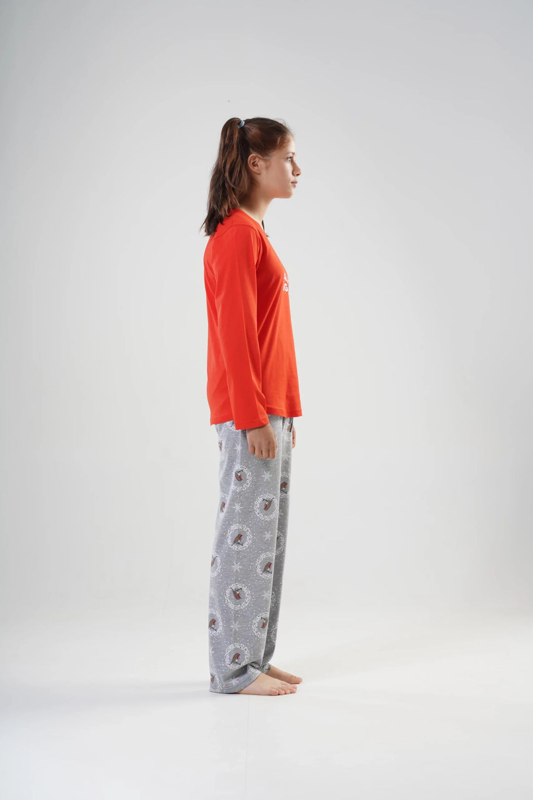 Piżama Dziewczęca Vienetta Christmas Dream Girl, czerwono-szara, r. 134-164