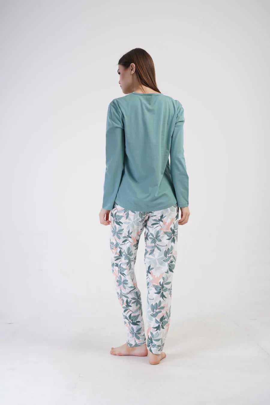 Piżama Damska Vienetta Leaf Forever, Morski, r. 1XL-4XL