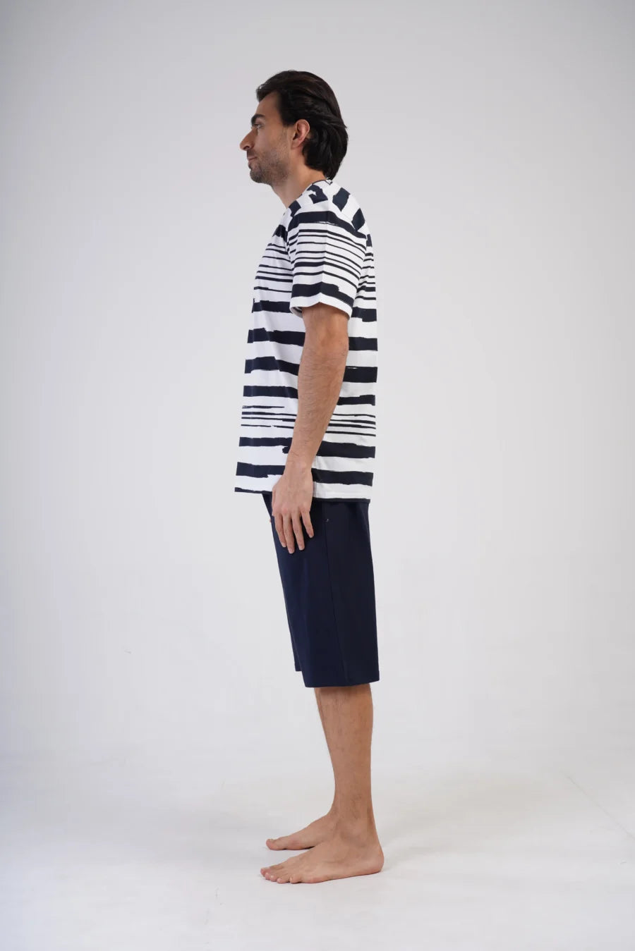Piżama Męska Vienetta Navy Stripes, Biały, r. 1XL-4XL