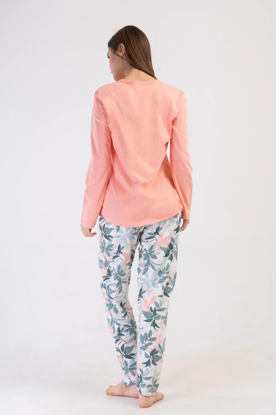 Piżama Damska Vienetta Leaf Forever, Brzoskwiniowy, r. 1XL-4XL