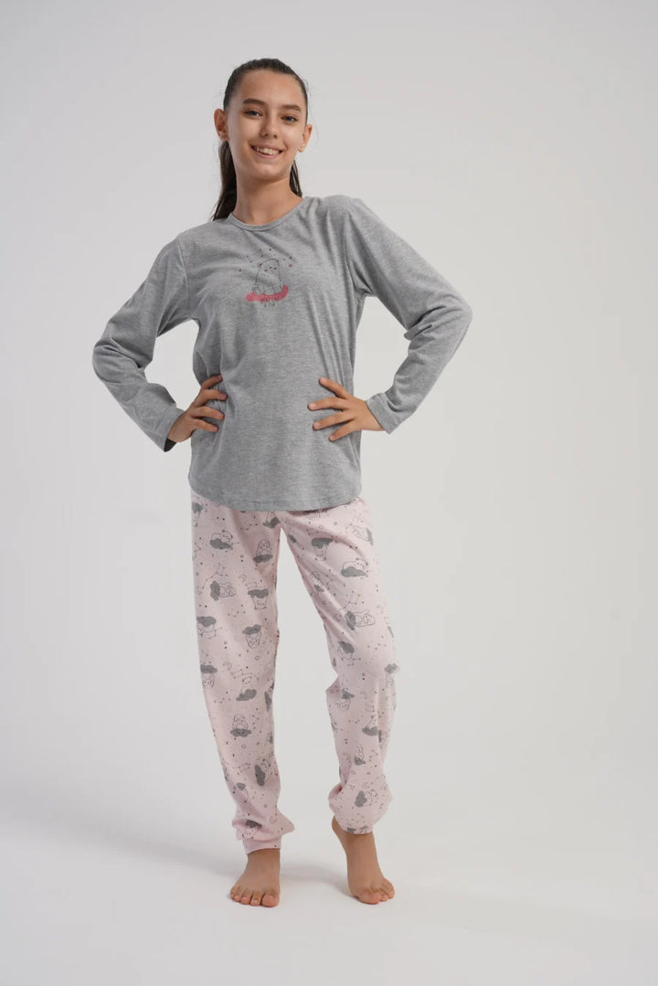 Piżama dziewczęca Vienetta Cozy Animals, Szary, r. 128 - 158