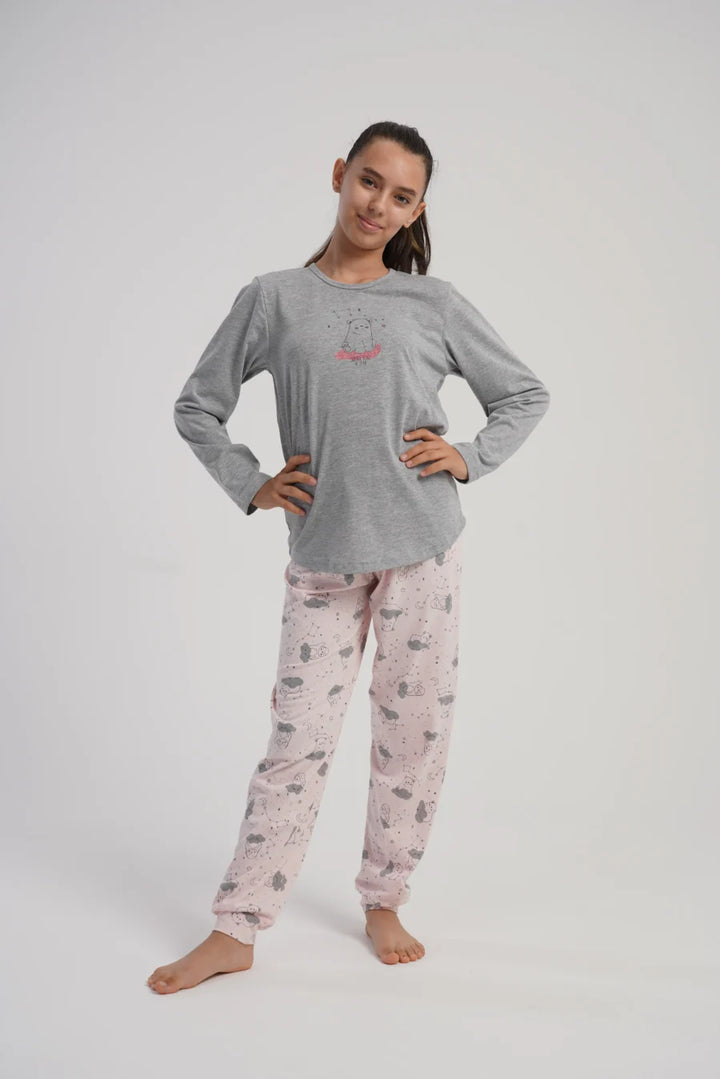 Piżama dziewczęca Vienetta Cozy Animals, Szary, r. 128 - 158