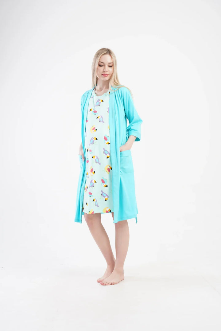 Komplet Damski Vienetta Parrots, Niebieski, r. S-XL