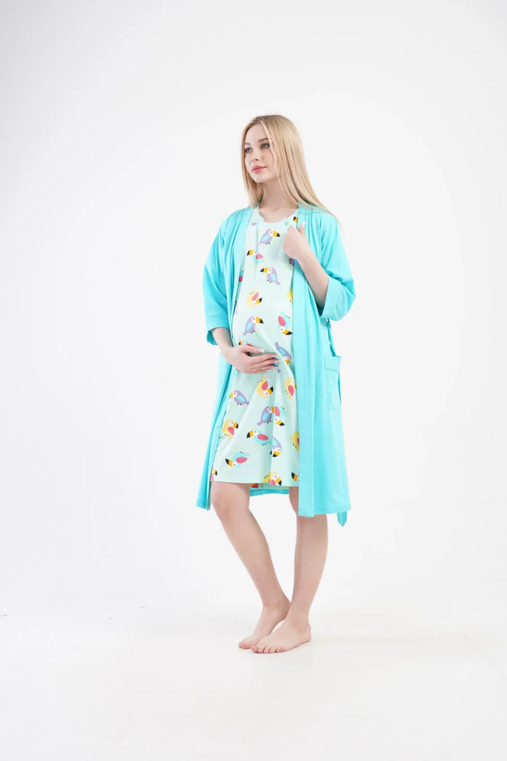 Komplet Damski Vienetta Parrots, Niebieski, r. S-XL