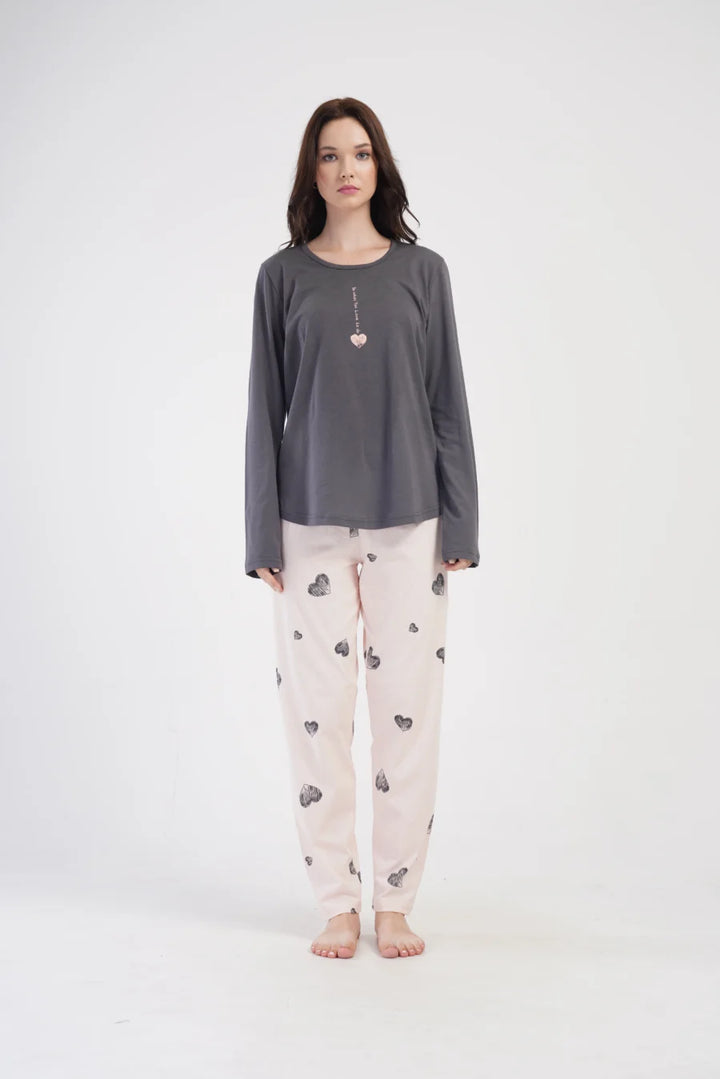 Piżama Damska Vienetta Love to do, Szary, r. 1XL-4XL
