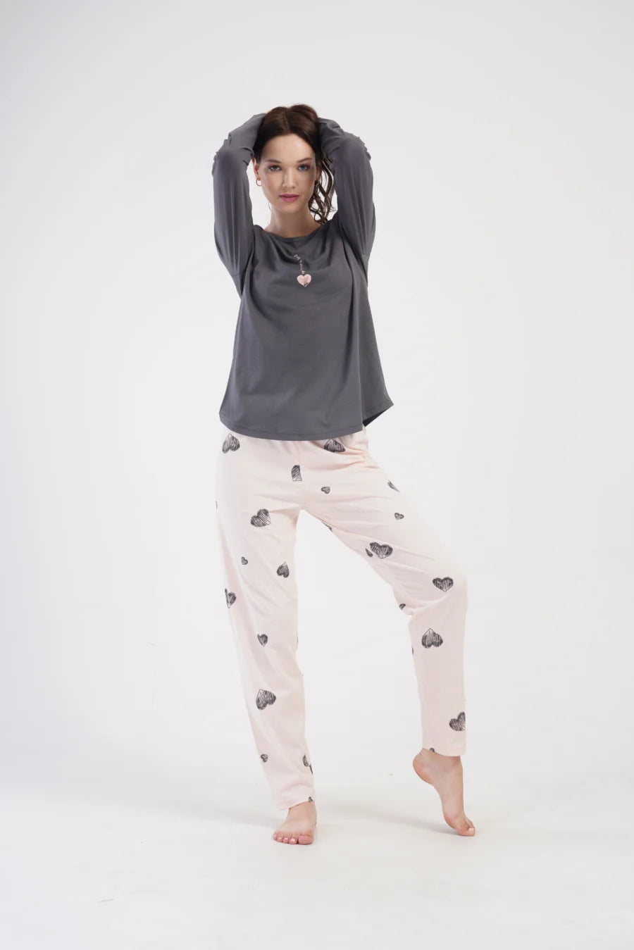 Piżama Damska Vienetta Love to do, Szary, r. 1XL-4XL