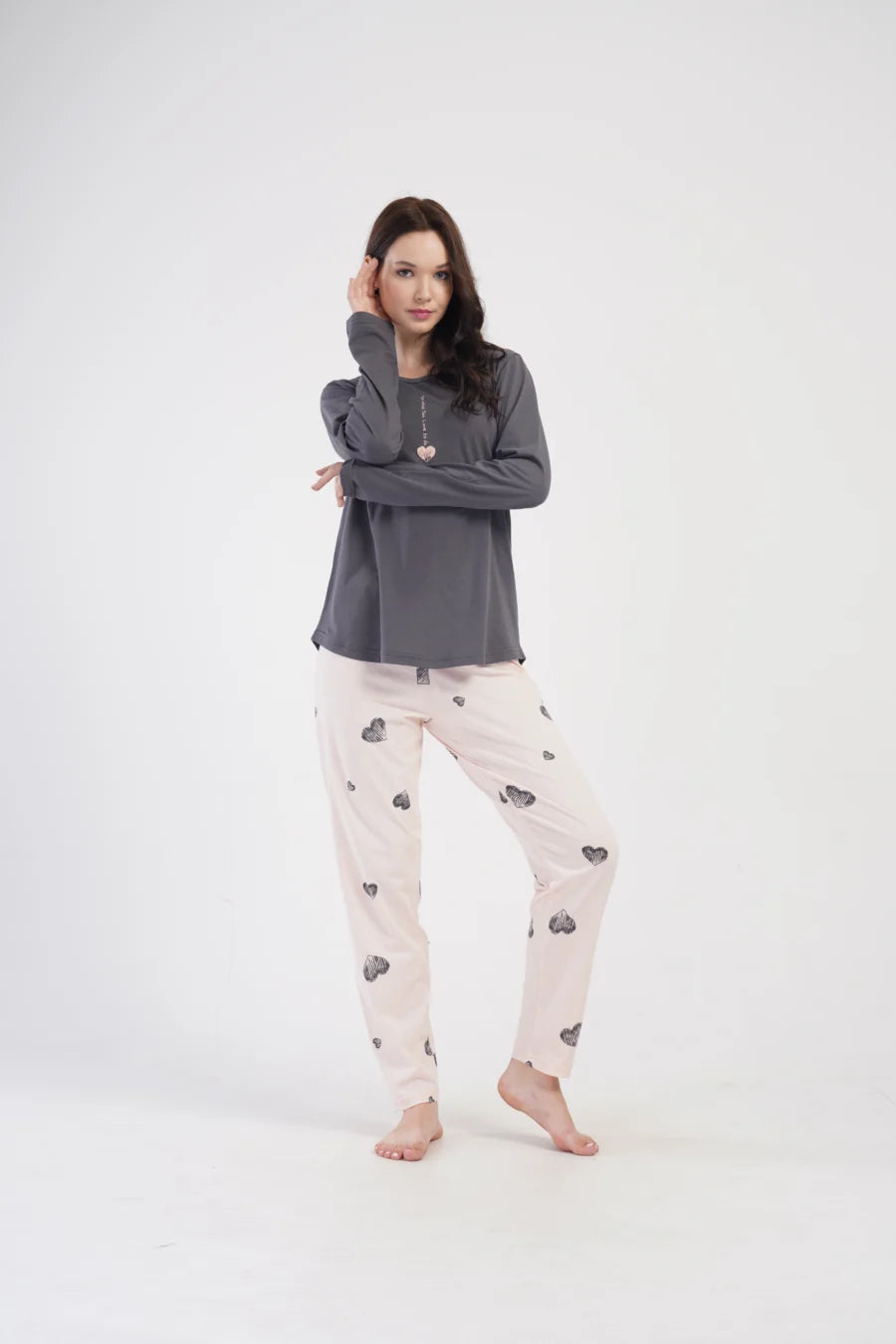 Piżama Damska Vienetta Love to do, Szary, r. 1XL-4XL