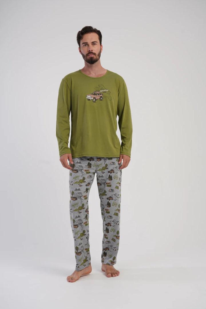 Piżama Męska Vienetta Urban Ride, Zielony, r. S-XL