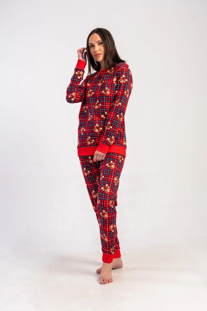 Piżama Damska Vienetta Bear Warmth, Czerwony, r. S-XL