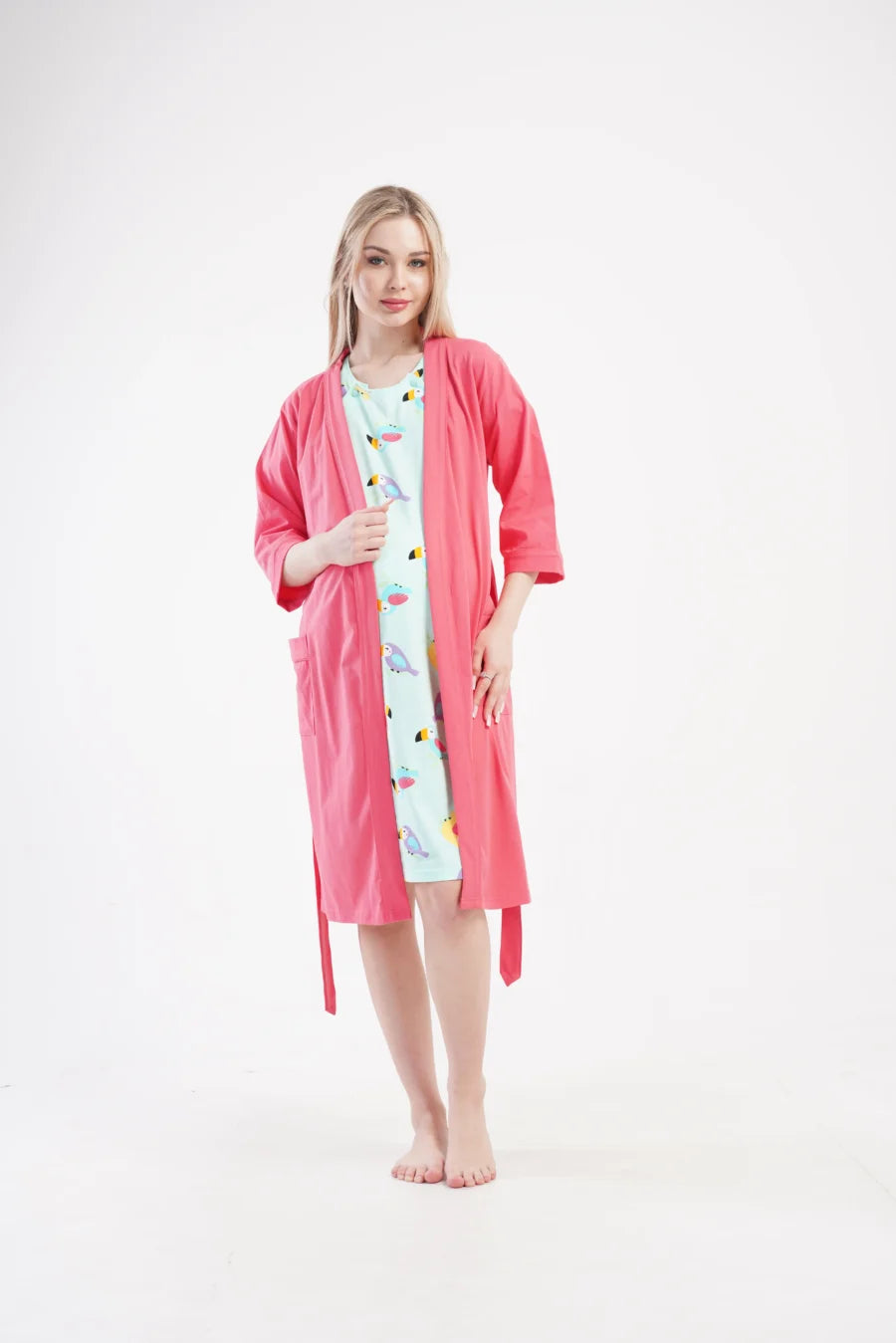 Komplet Damski Vienetta Parrots, Koralowy, r. S-XL