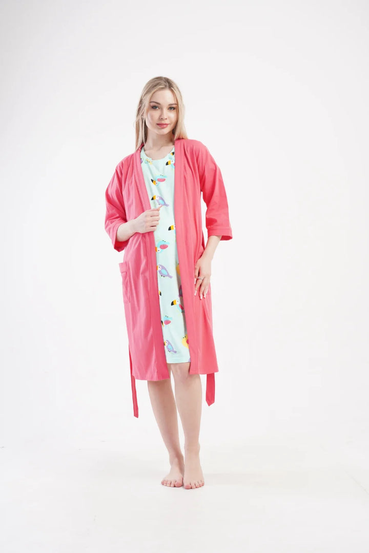 Komplet Damski Vienetta Parrots, Koralowy, r. S-XL