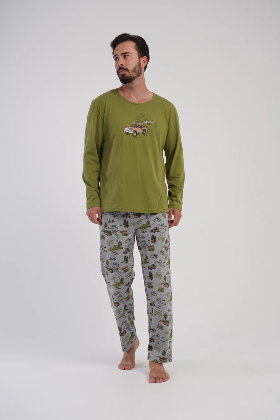 Piżama Męska Vienetta Urban Ride, Zielony, r. S-XL