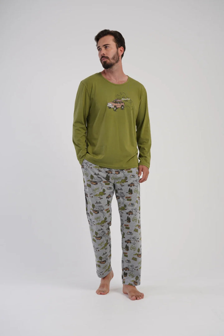 Piżama Męska Vienetta Urban Ride, Zielony, r. S-XL