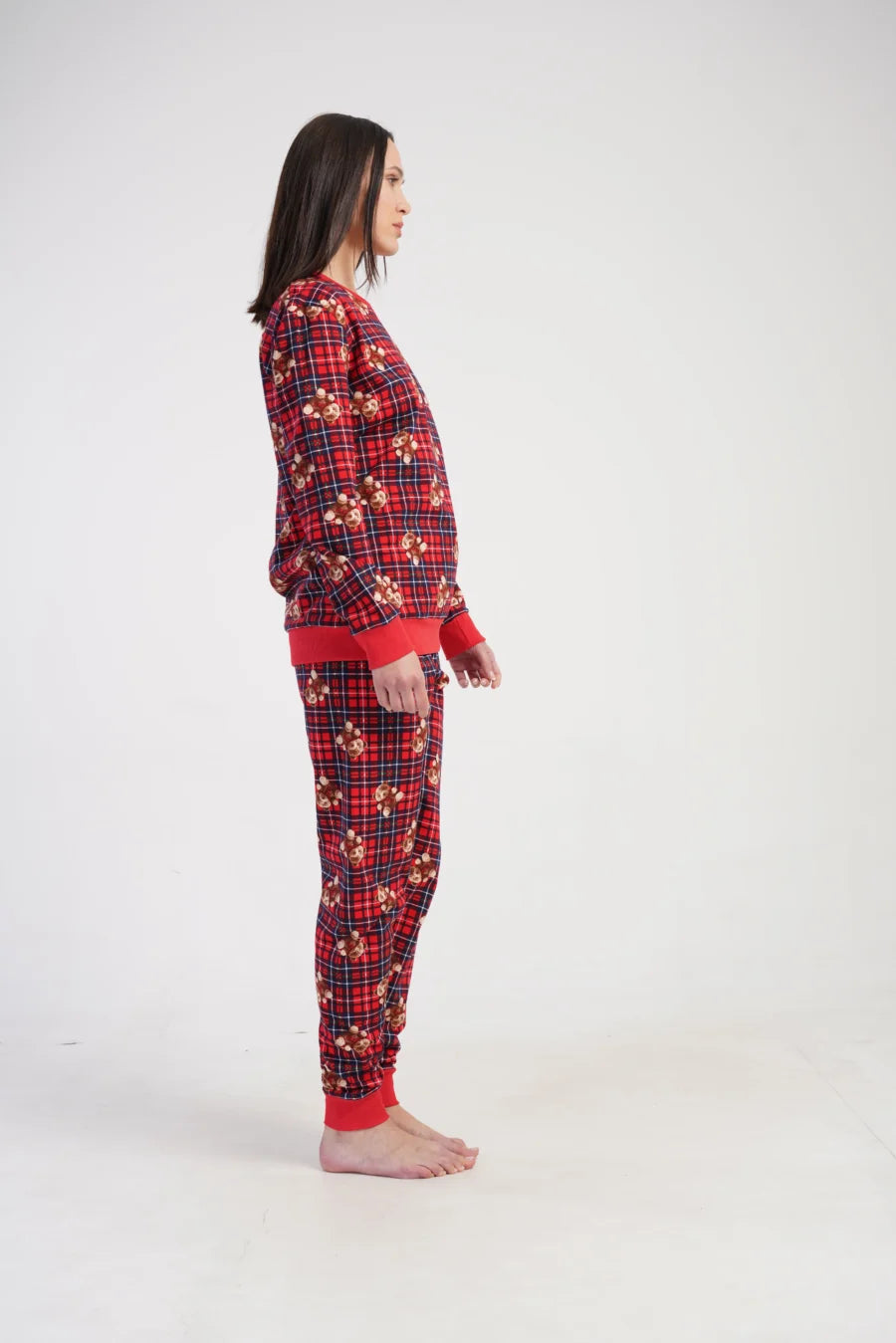 Piżama Damska Vienetta Bear Warmth, Czerwony, r. S-XL