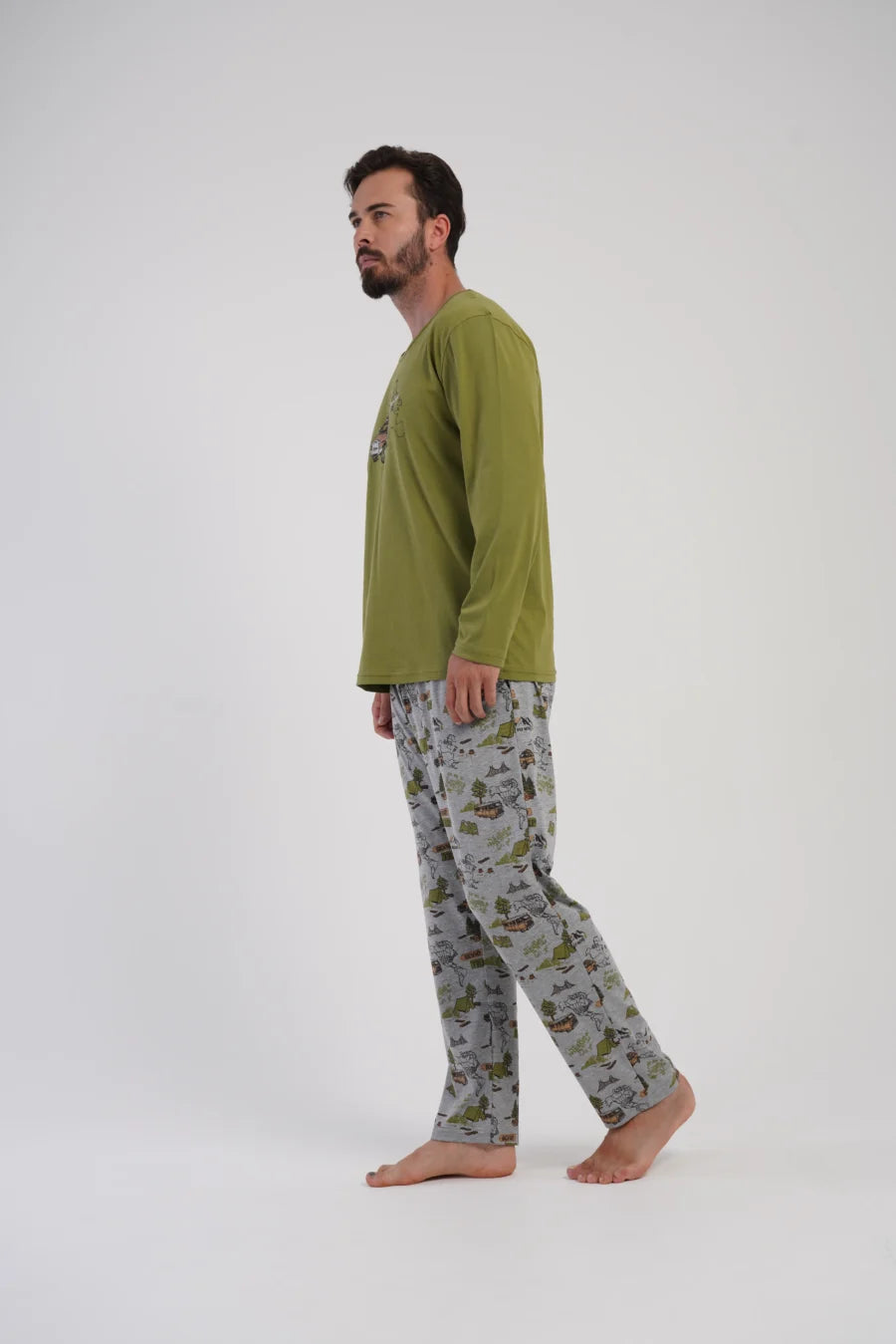 Piżama Męska Vienetta Urban Ride, Zielony, r. S-XL