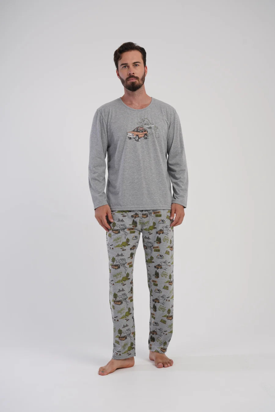 Piżama Męska Vienetta Urban Ride, Szary, r. S-XL