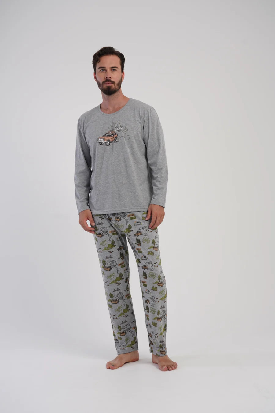 Piżama Męska Vienetta Urban Ride, Szary, r. S-XL