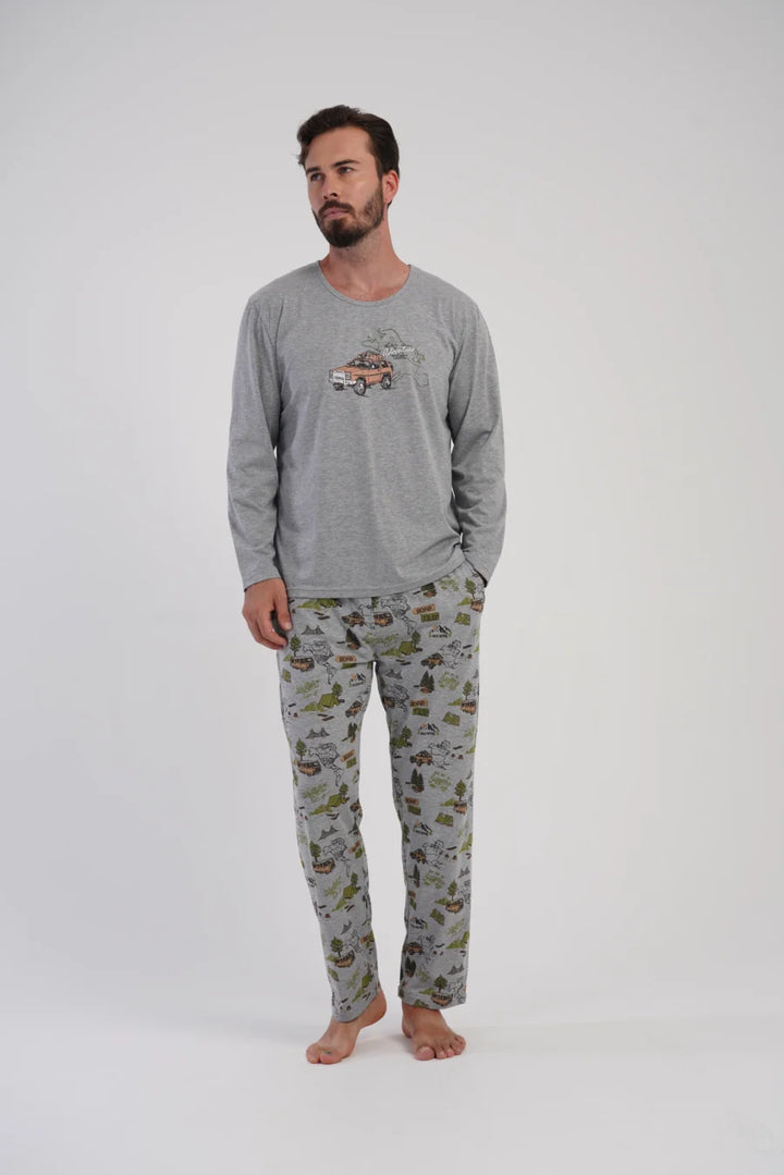 Piżama Męska Vienetta Urban Ride, Szary, r. S-XL