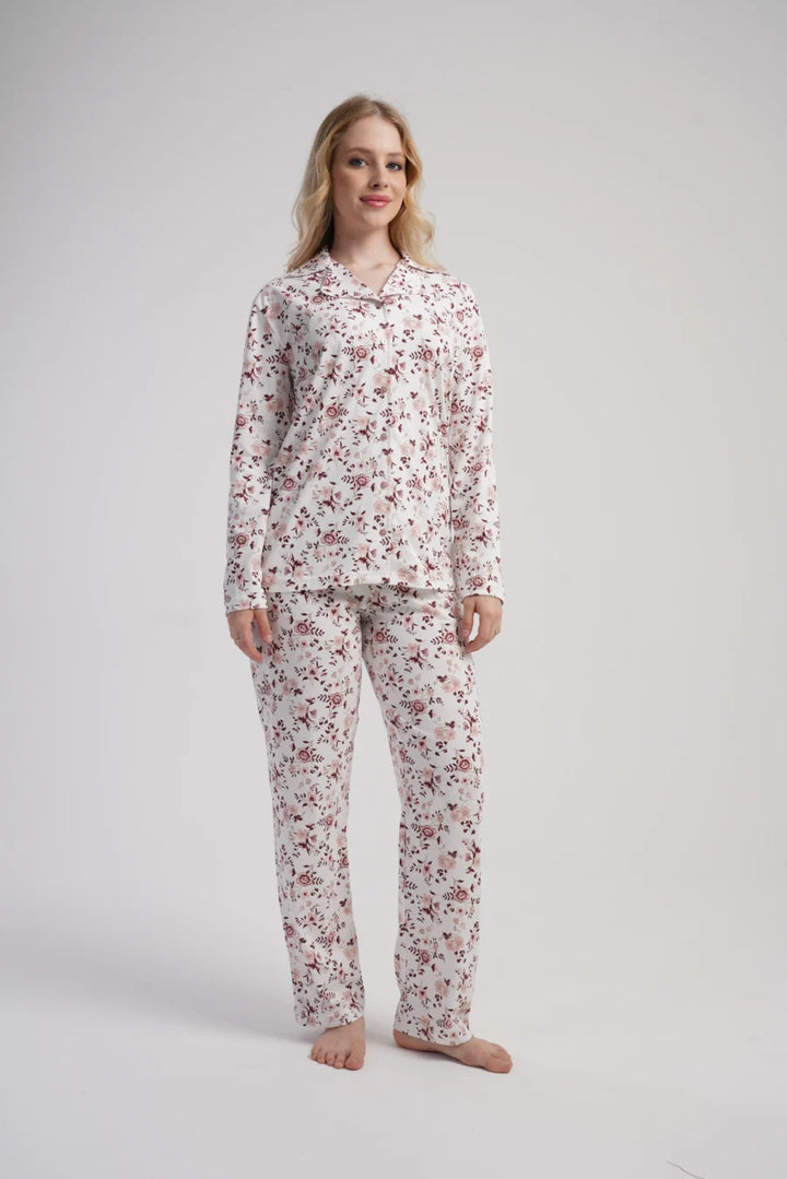 Piżama Damska Vienetta Floral Charm, Biały, r. M-XXL