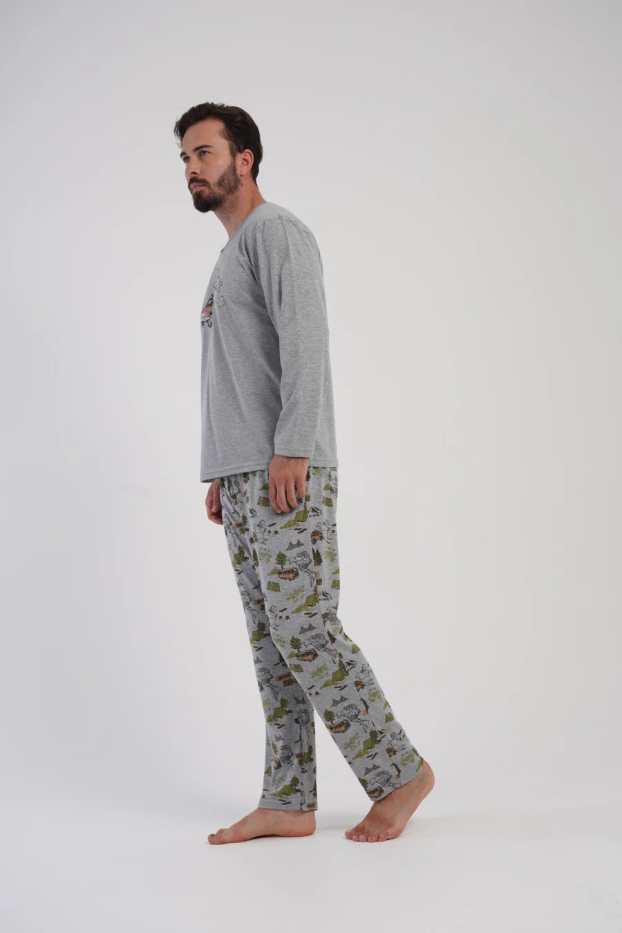 Piżama Męska Vienetta Urban Ride, Szary, r. S-XL