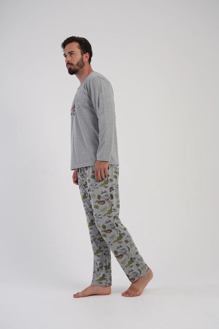 Piżama Męska Vienetta Urban Ride, Szary, r. S-XL