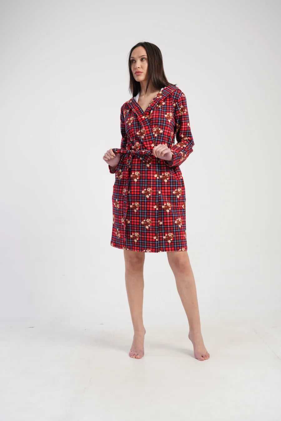 Szlafrok damski Vienetta Cozy Bear, Czerwony, r. M-XXL